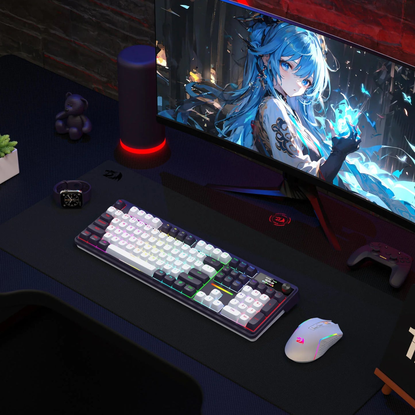 Redragon K762WB-RGB-PRO LCD Full-size Gasket Mechanical Keyboard – Black