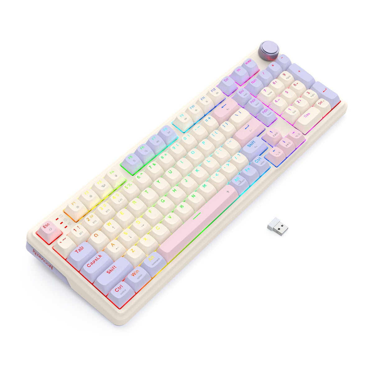 Redragon K768 EISA 100 RGB Wireless Gaming Keyboard – Lilac