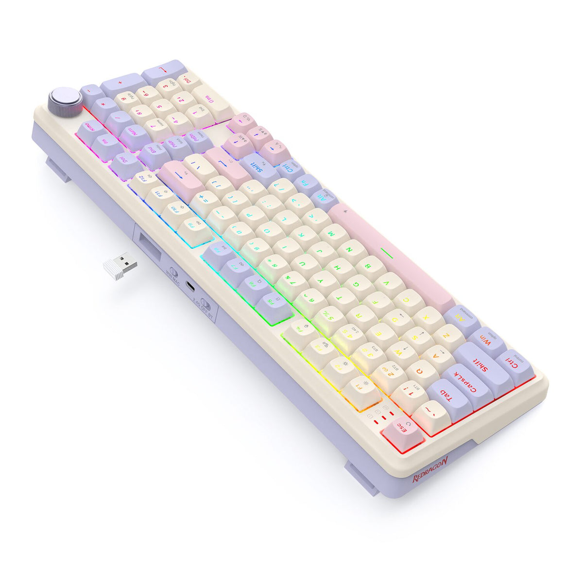 Redragon K768 EISA 100 RGB Wireless Gaming Keyboard – Lilac