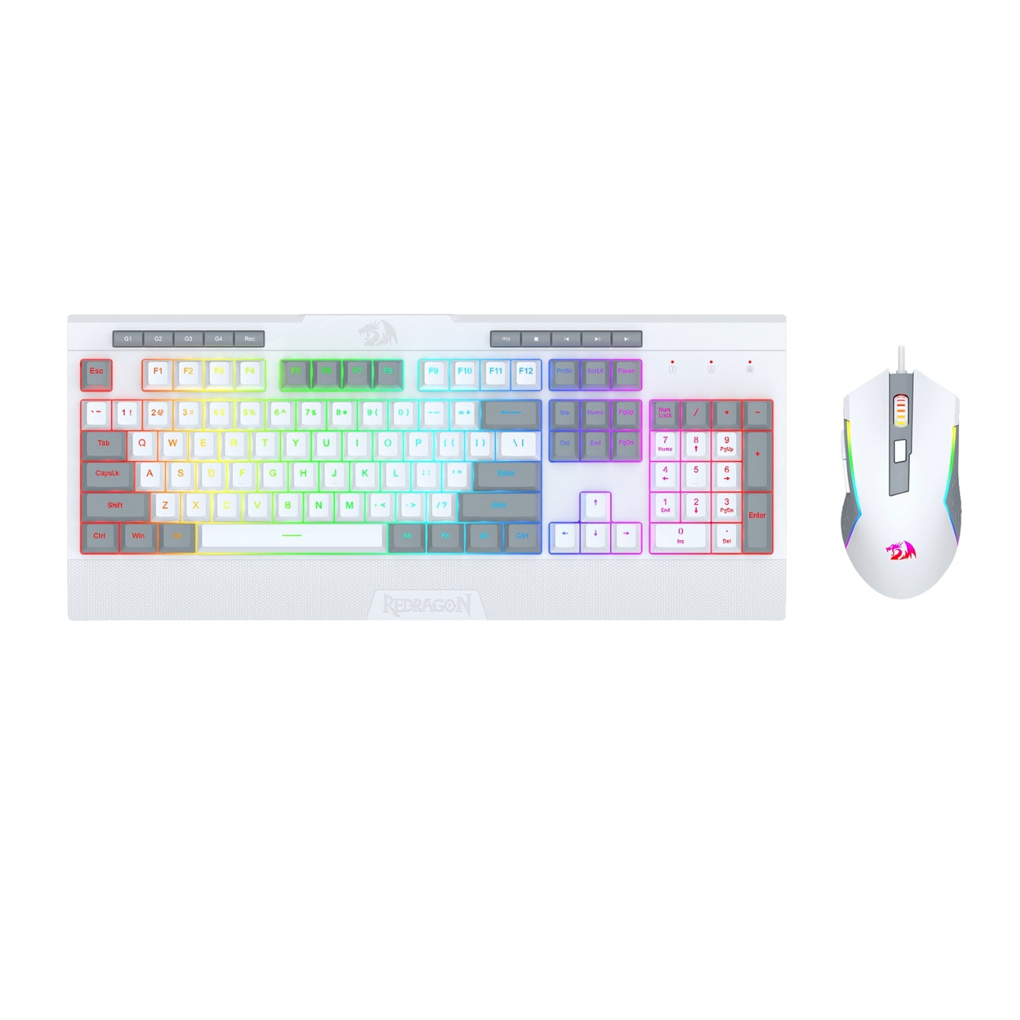 Redragon S151 Wired RGB Gaming Keyboard & Mouse Combo – White and Grey