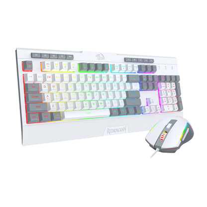 Redragon S151 Wired RGB Gaming Keyboard & Mouse Combo – White and Grey