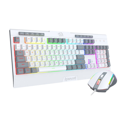 Redragon S151 Wired RGB Gaming Keyboard & Mouse Combo – White and Grey