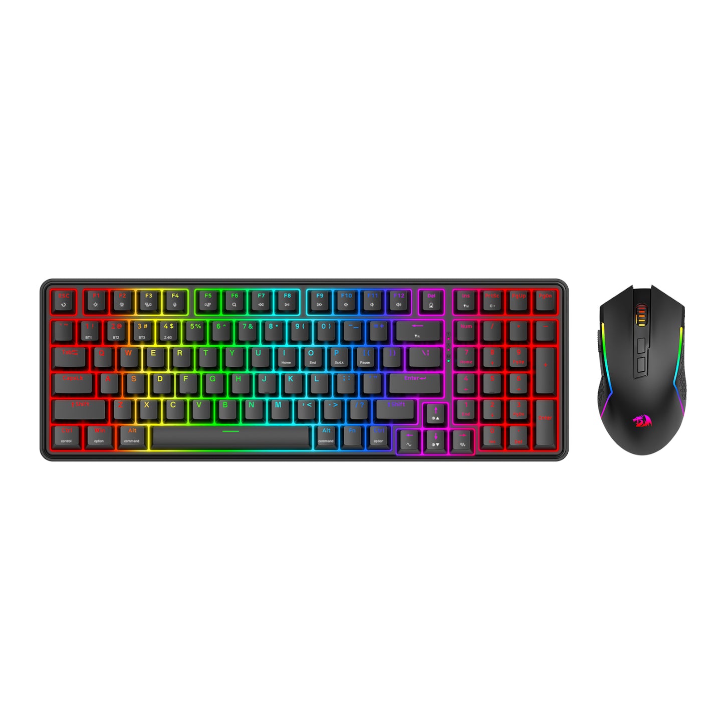 Redragon S162 RGB 3-Mode Wireless Mechanical Gaming Keyboard and Mouse Combo – Black