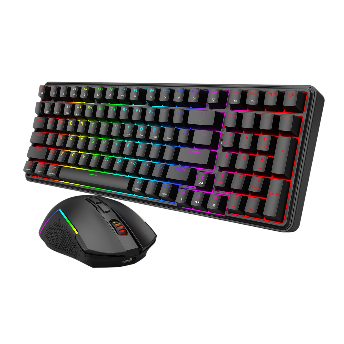 Redragon S162 RGB 3-Mode Wireless Mechanical Gaming Keyboard and Mouse Combo – Black