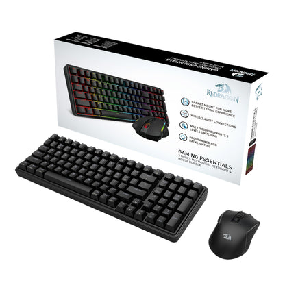 Redragon S162 RGB 3-Mode Wireless Mechanical Gaming Keyboard and Mouse Combo – Black