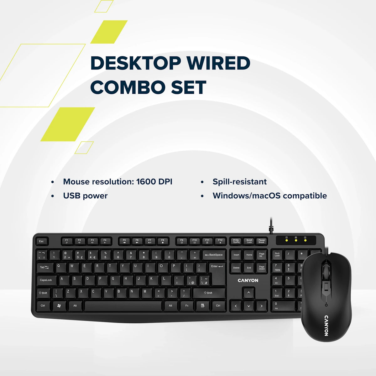CANYON SET-1 EN Keyboard+Mouse Wired - Black