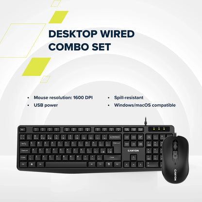CANYON SET-1 EN Keyboard+Mouse Wired - Black