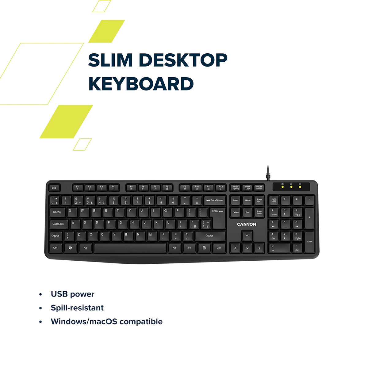 Canyon KB-1 EN Wired Keyboard - Black