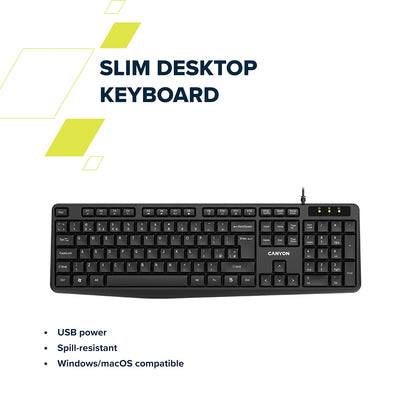 Canyon KB-1 EN Wired Keyboard - Black