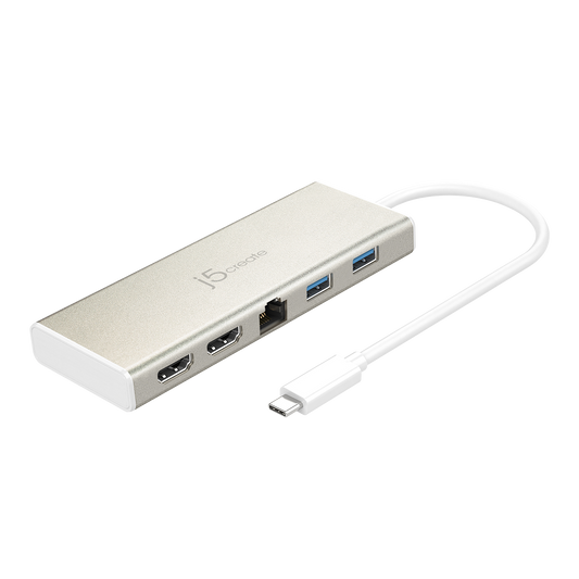J5create USB Type-C Dual HDMI Mini Dock-Ethernet/ USB 3.1 HUB / PD2.0 - JCD381