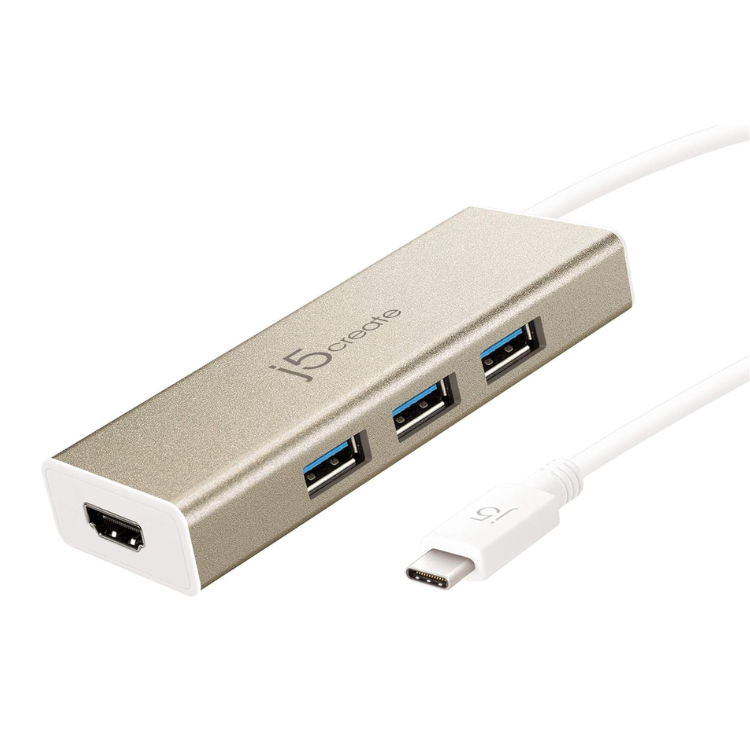 J5create USB 3.1 Type C to 3 USB 3.0 Hub with 4K HDMI Port - JCH451