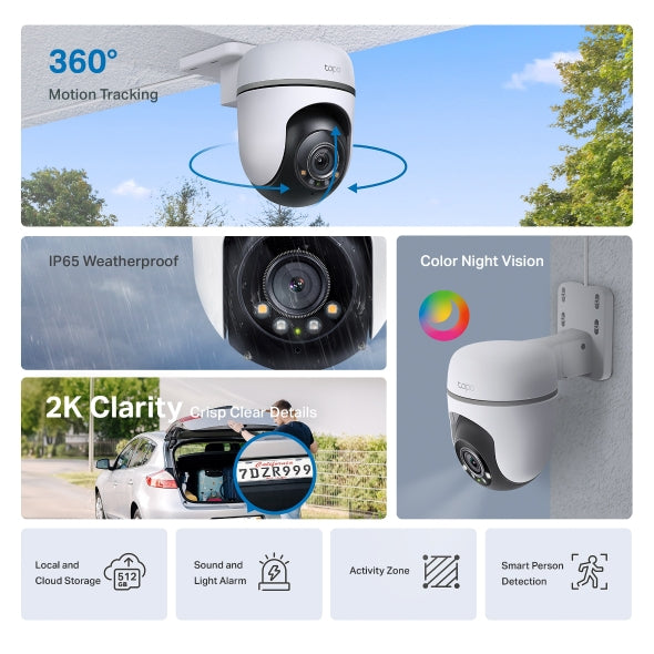 Tapo Outdoor Pan/Tilt Security WiFi Camera - TC41