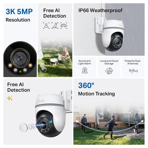 Tapo Outdoor Pan/Tilt Security Wi-Fi Camera - TC43