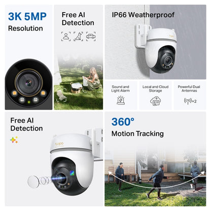Tapo Outdoor Pan/Tilt Security Wi-Fi Camera - TC43