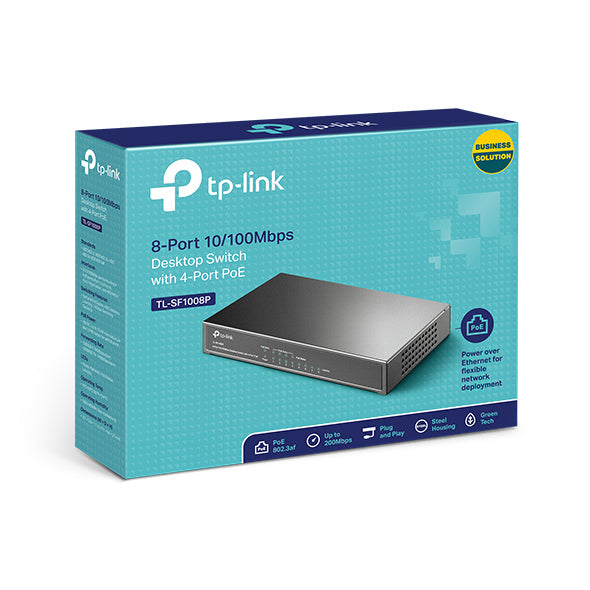 TP-Link 8-Port 10/100Mbps Desktop Switch with 4-Port PoE - TL-SF1008P
