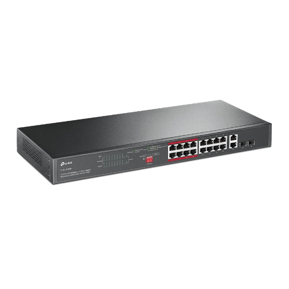 TP-Link 16-Port 10/100 Mbps + 2-Port Gigabit Rackmount Switch - TL-SL1218MP