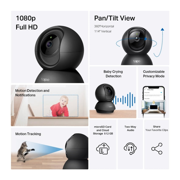 Tapo Pan/Tilt Home Security Wi-Fi Camera - Tapo C201