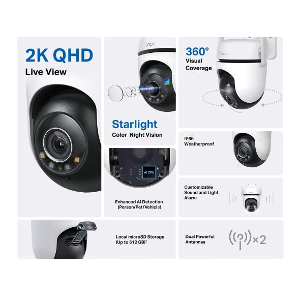 Tapo Outdoor Pan/Tilt Security Wi-Fi Camera - Tapo C520WS