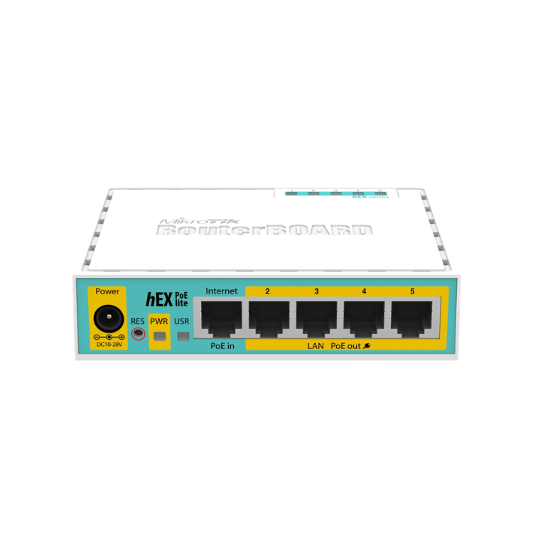 MikroTik hEX PoE Lite - 5 Port Ethernet, 4 PoE Router