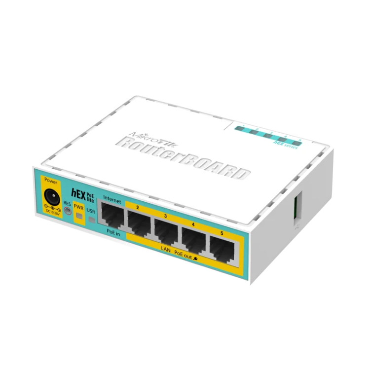 MikroTik hEX PoE Lite - 5 Port Ethernet, 4 PoE Router