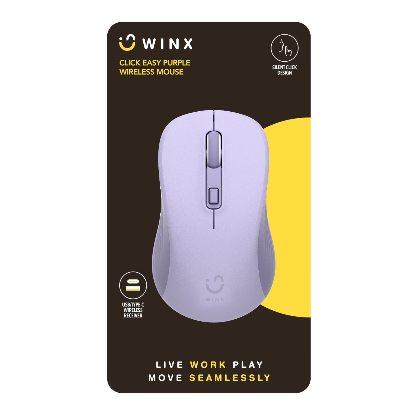 WINX CLICK Easy 1600DPI 2.4GHz Wireless Mouse – Purple