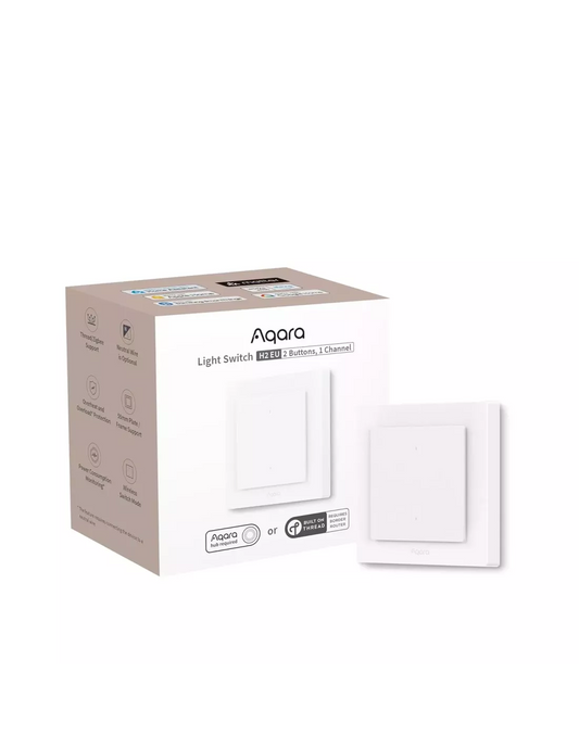 Aqara Light Switch H2 EU - 2 Buttons, 1 Channel - Aqara Hub Required