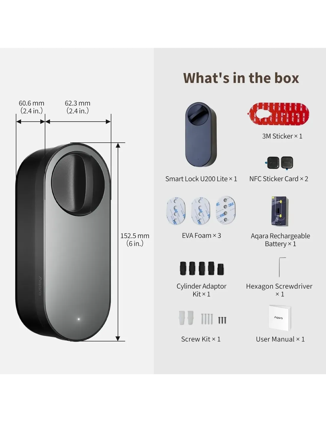Aqara Smart Lock U200 Lite - Black - Aqara Hub Required