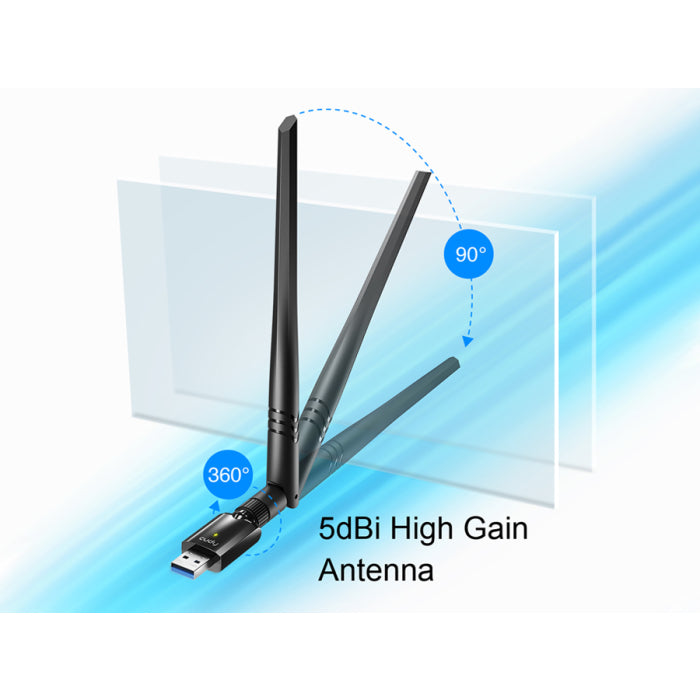 Cudy Dual Band WiFi 5 1300Mbps 5dBi USB 3.0 Adapter | WU1400