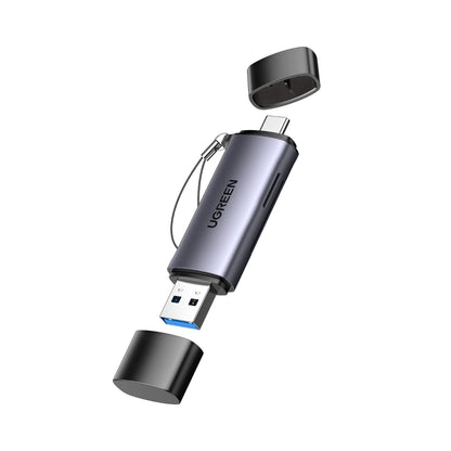 UGREEN CM185-50706 2-in-1 OTG Card Reader | Type-C | USB-A – Silver