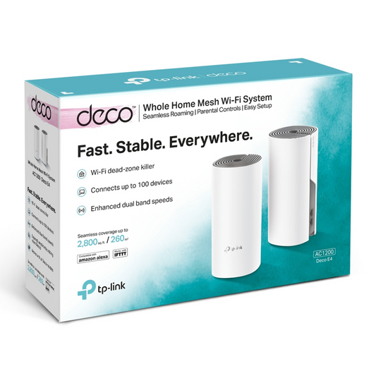 TP-Link AC1200 Whole Home Mesh Wi-Fi System - Deco E4 (2 Pack)