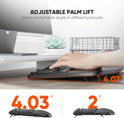 Meetion Wireless Ergonomic Keyboard and Mouse Combo - Split Keyboard Design