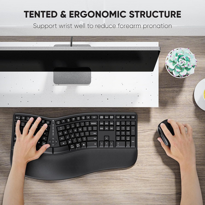 Meetion Wireless Ergonomic Keyboard and Mouse Combo - Split Keyboard Design