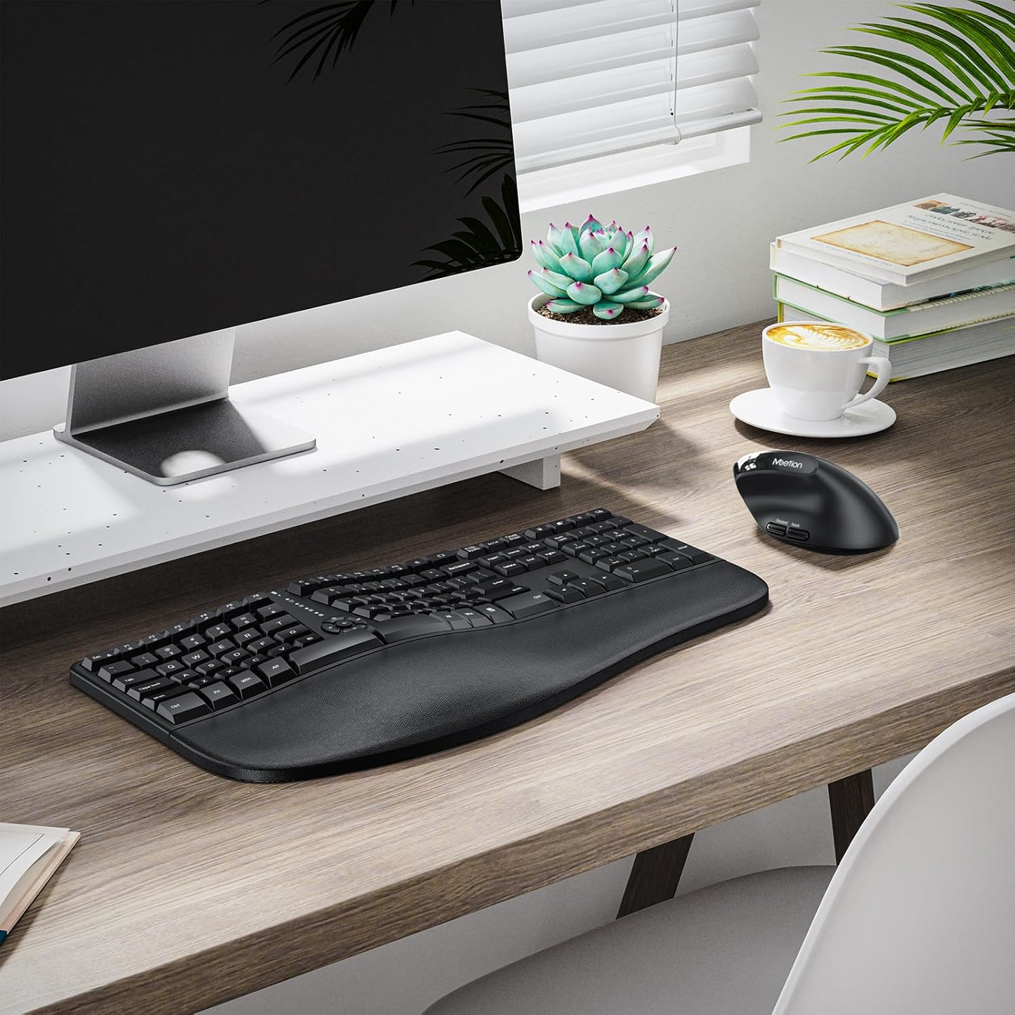 Meetion Wireless Ergonomic Keyboard and Mouse Combo - Split Keyboard Design