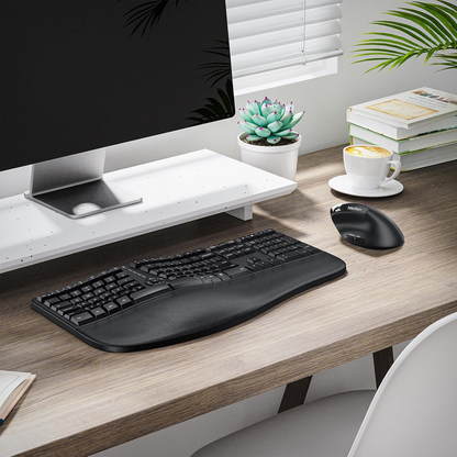 Meetion Wireless Ergonomic Keyboard and Mouse Combo - Split Keyboard Design