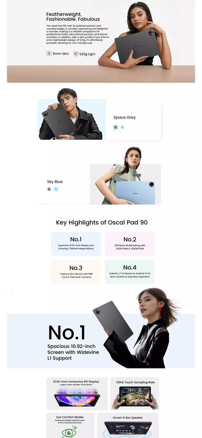 OSCAL Pad 90 LTE 8GB/128GB - Space Gray