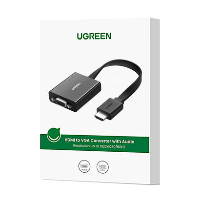 UGREEN HDMI to VGA Adapter, with 3.5mm Audio & Power Port – Black
