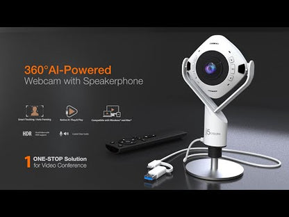 J5create 360° AI-Powered Webcam with Speakerphone - JVU368