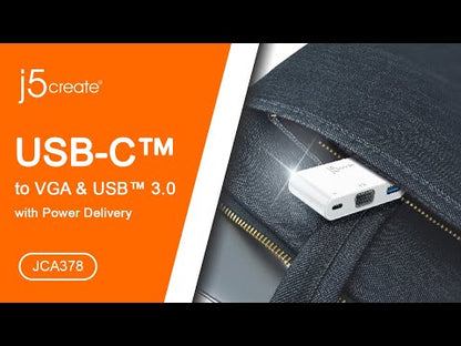J5create USB-C to VGA & USB 3.0 with Power Delivery Adapter - JCA378