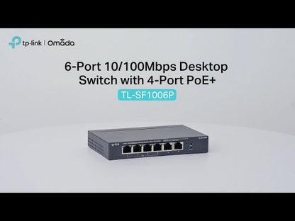 TP-Link 6-Port 10/100Mbps Desktop Switch with 4-Port PoE+ - TL-SF1006P