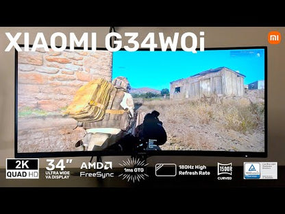 Xiaomi G34WQi 34″ 1440p UltraWide VA Curved Gaming Monitor (180Hz, 1ms, 21:9, HDMI/DP, AMD FreeSync, & 1500R Curve)