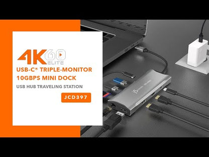 J5create 4K60 Elite USB-C Triple-Monitor 10Gbps Mini Dock - JCD397