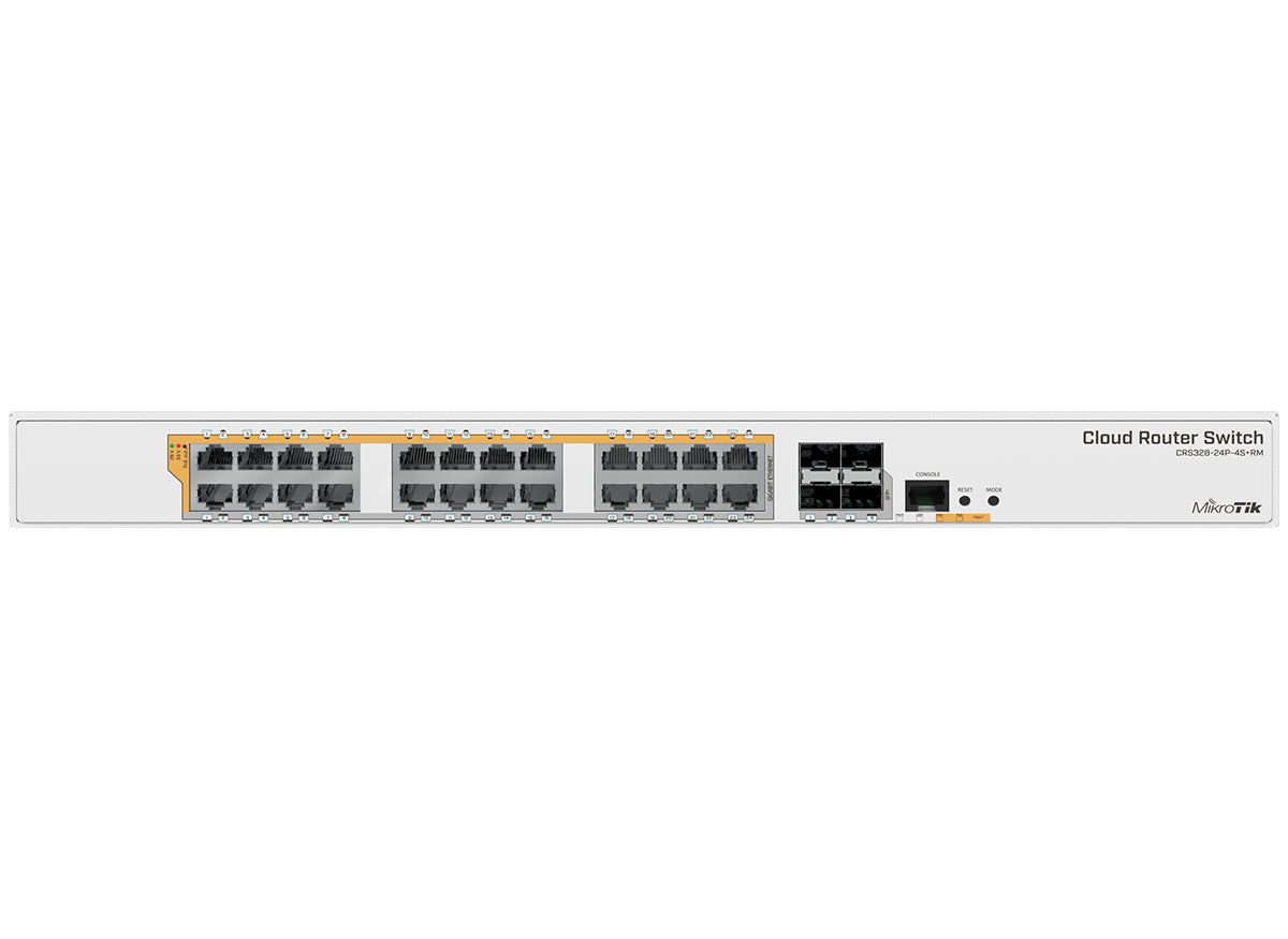 MikroTik CRS328-24P-4S+RM - 24 x Gigabit PoE ports, 4 x SFP+ 450W Cloud Router Switch