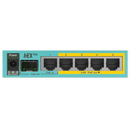 MikroTik hEX PoE - 5 Port Gigabit, 1 SFP PoE Out Desktop Router